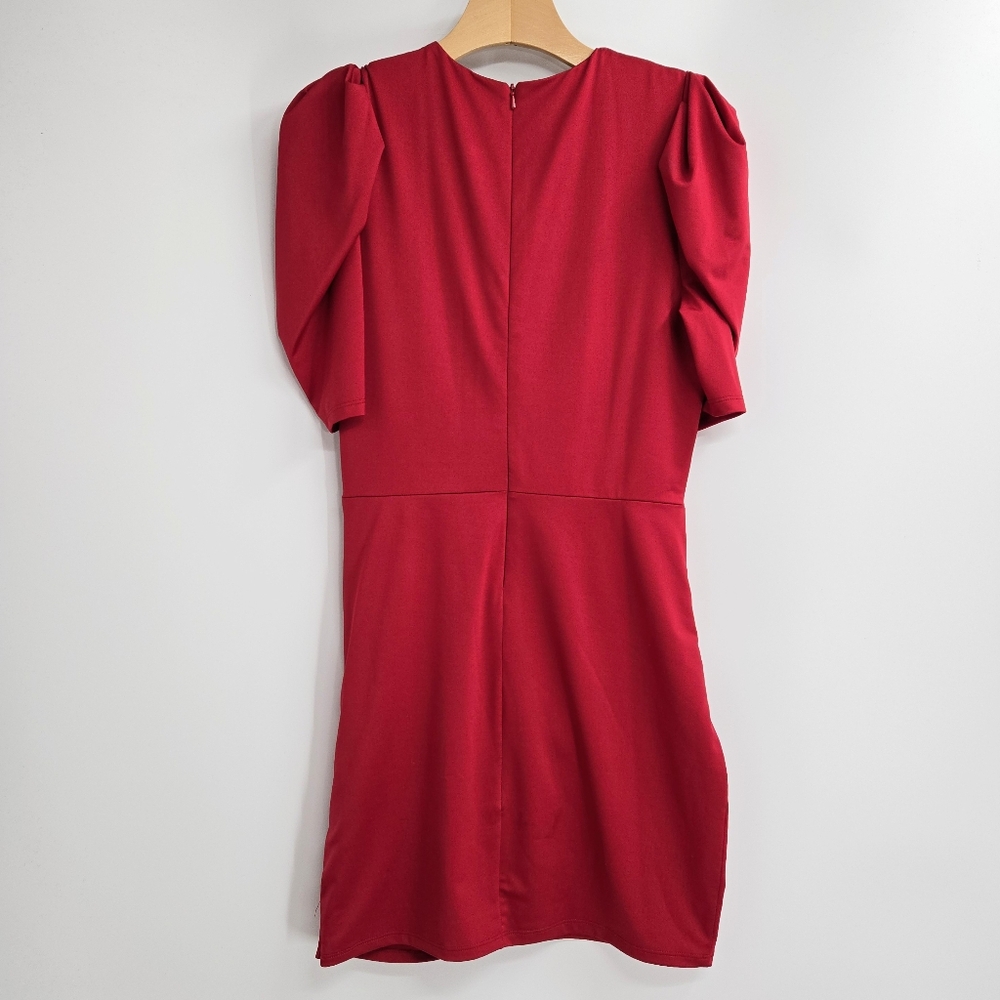 Black Halo Alexa Ruched Sheath Dress with‎ 3/4 Puff Sleeves - Picture 11 of 16